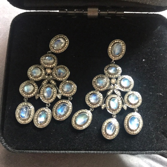 Rarities Moonstone & Diamond Chandelier Earrings - Picture 2 of 5